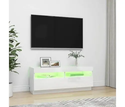 Tv Spintelė Su Led Apšvietimu, Balta, 100X35X40cm Blizgi