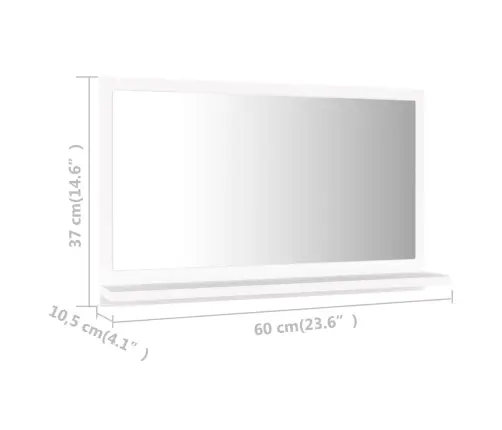 Vannasistabas Spogulis, Balts, 60X10,5X37 Cm, Inženierijas Koks Vidaxl