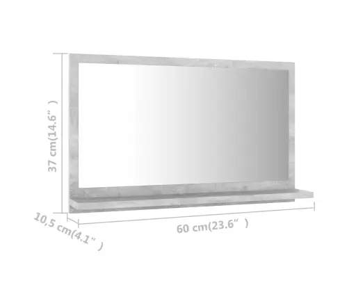 Vannasistabas Spogulis, Betona Pelēks, 60X10,5X37 Cm Vidaxl