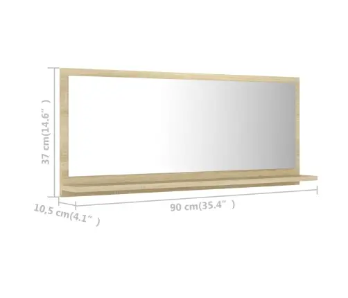 Vannasistabas Spogulis, Ozolkoka Krāsā, 90X10,5X37 Cm  Vidaxl
