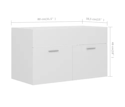 Izlietnes Skapītis, Balts, 80X38,5X46 Cm, Inženierijas Koks Vidaxl