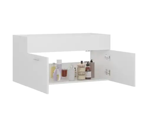 Izlietnes Skapītis, Balts, 90X38,5X46 Cm, Inženierijas Koks Vidaxl