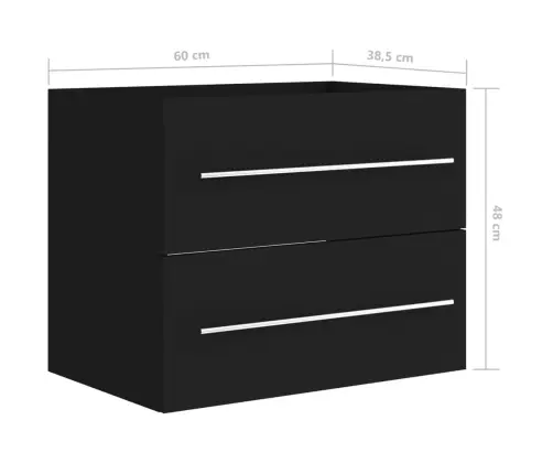 Izlietnes Skapītis, Melns, 60X38,5X48 Cm, Inženierijas Koks Vidaxl