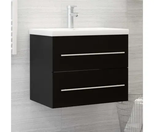 Izlietnes Skapītis, Melns, 60X38,5X48 Cm, Inženierijas Koks Vidaxl