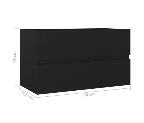 Spintelė Praustuvui, Juoda, 80X38,5X45cm Apdirbta Mediena