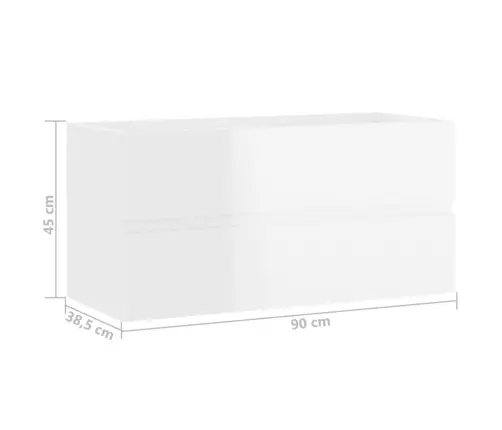 Izlietnes Skapītis Spīdīgi Balts 90X38,5X45Cm Inženierijas Koks Vidaxl