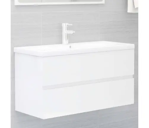 Izlietnes Skapītis Spīdīgi Balts 90X38,5X45Cm Inženierijas Koks Vidaxl