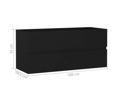 Izlietnes Skapītis, Melns, 100X38,5X45 Cm, Inženierijas Koks Vidaxl