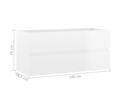 Izlietnes Skapītis, Spīdīgi Balts, 100X38,5X45 Cm Vidaxl