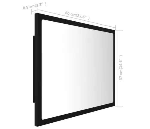 Vannasistabas Spogulis, Led, Melns, 60X8,5X37 Cm, Akrils Vidaxl