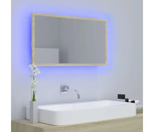 Vannasistabas Spogulis, Led, Ozolkoka Krāsā, 80X8,5X37, Akrils Vidaxl