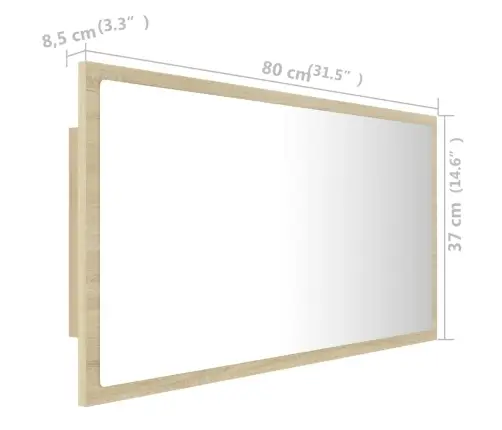 Vannasistabas Spogulis, Led, Ozolkoka Krāsā, 80X8,5X37, Akrils Vidaxl