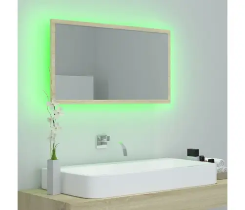 Vannasistabas Spogulis, Led, Ozolkoka Krāsā, 80X8,5X37, Akrils Vidaxl