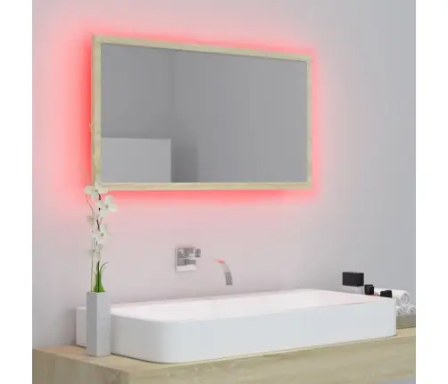 Vannasistabas Spogulis, Led, Ozolkoka Krāsā, 80X8,5X37, Akrils Vidaxl