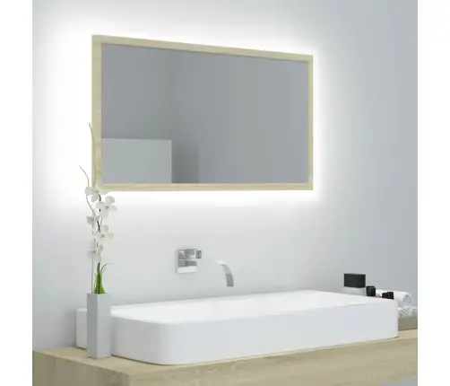 Vannasistabas Spogulis, Led, Ozolkoka Krāsā, 80X8,5X37, Akrils Vidaxl