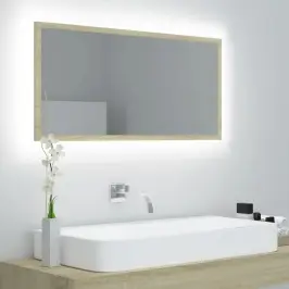 Vannasistabas Spogulis, Led, Ozolkoka Krāsā, 90X8,5X37, Akrils Vidaxl