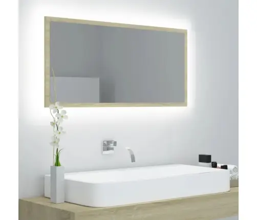 Vannasistabas Spogulis, Led, Ozolkoka Krāsā, 90X8,5X37, Akrils Vidaxl