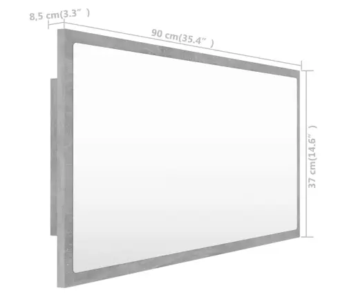 Vannasistabas Spogulis, Led, Pelēks, 90X8,5X37 Cm, Akrils Vidaxl