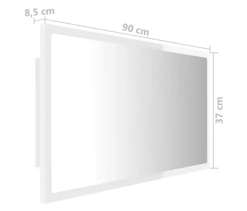 Vannasistabas Spogulis, Led, Spīdīgi Balts, 90X8,5X37Cm, Akrils Vidaxl