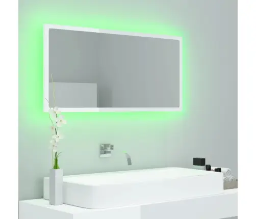 Vannasistabas Spogulis, Led, Spīdīgi Balts, 90X8,5X37Cm, Akrils Vidaxl