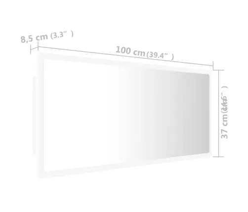Led Vannitoa Peeglikapp, Valge, 100X8,5X37 cm Akrüül