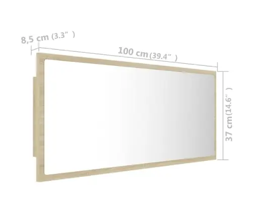 Vannasistabas Spogulis, Led, Ozolkoka Krāsā, 100X8,5X37, Akrils Vidaxl