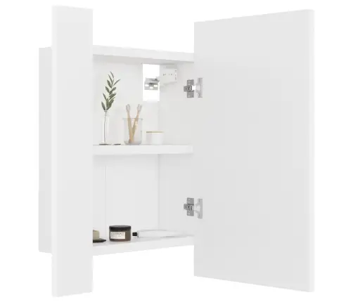 Vannasistabas Spoguļskapītis Ar Led, Balts, 40X12X45 Cm, Akrils Vidaxl