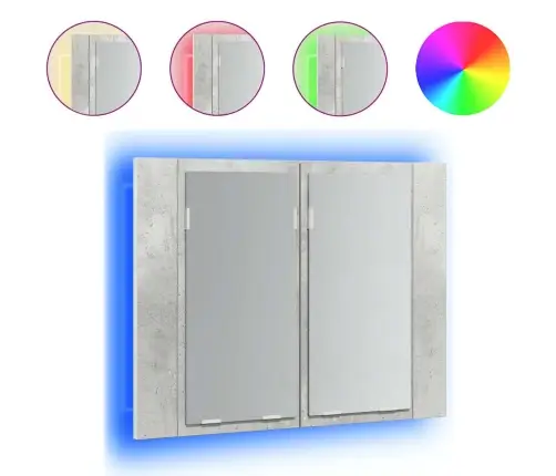 Vannasistabas Spoguļskapītis Ar Led, Betona Pelēks, Akrils Vidaxl