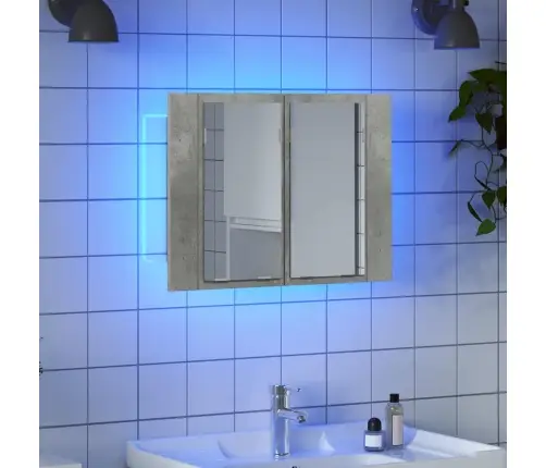 Vannasistabas Spoguļskapītis Ar Led, Betona Pelēks, Akrils Vidaxl