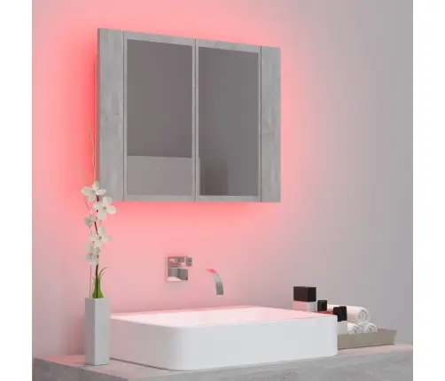 Vannasistabas Spoguļskapītis Ar Led, Betona Pelēks, Akrils Vidaxl