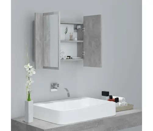 Vannasistabas Spoguļskapītis Ar Led, Betona Pelēks, Akrils Vidaxl