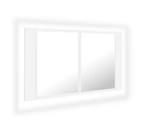 Veidrodinė Vonios Spintelė Su Led, Balta, 80X12X45cm Akrilas