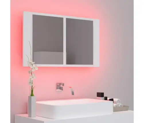 Veidrodinė Vonios Spintelė Su Led, Balta, 80X12X45cm Akrilas