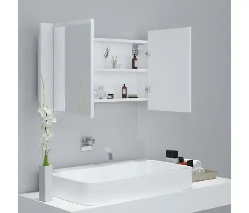 Veidrodinė Vonios Spintelė Su Led, Balta, 80X12X45cm Akrilas