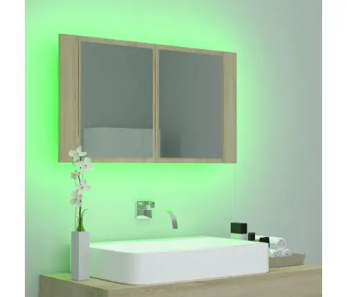 Led-Peeglikapp Sonoma Tamm 80X12X45 cm Akrüül