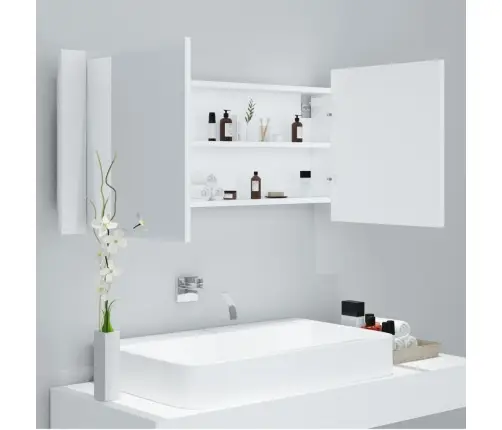 Vannasistabas Spoguļskapītis Ar Led, Balts, 100X12X45Cm, Akrils Vidaxl