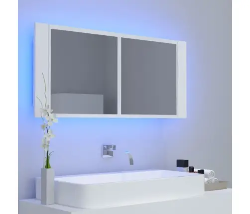 Vannasistabas Spoguļskapītis Ar Led, Balts, 100X12X45Cm, Akrils Vidaxl