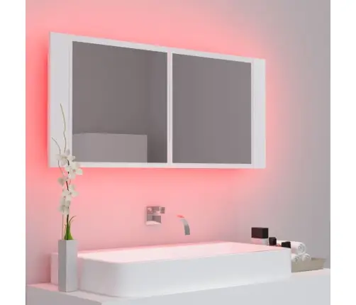 Vannasistabas Spoguļskapītis Ar Led, Balts, 100X12X45Cm, Akrils Vidaxl