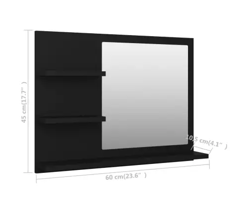 Vannasistabas Spogulis, Melns, 60X10,5X45 Cm, Inženierijas Koks Vidaxl
