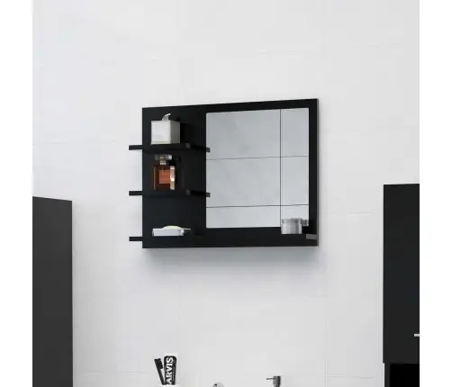 Vannasistabas Spogulis, Melns, 60X10,5X45 Cm, Inženierijas Koks Vidaxl