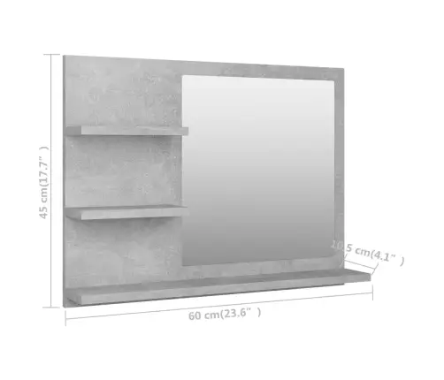 Vannasistabas Spogulis, Pelēks, 60X10,5X45Cm, Inženierijas Koks Vidaxl