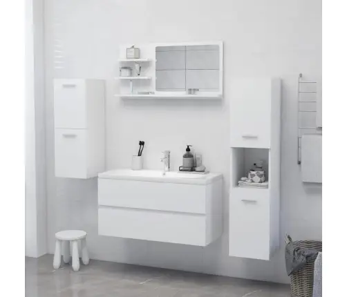 Vannitoa Peeglikapp Valge 90X10,5X45 Cm Tehispuit