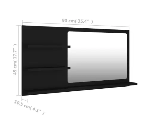 Vannitoa Peeglikapp Must 90X10,5X45 Cm Tehispuit