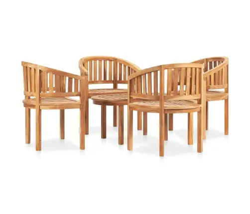 5-Daļīgs Dārza Mēbeļu Komplekts, Banāna Forma, Masīvs Tīkkoks Vidaxl