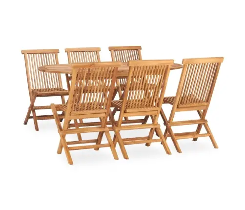 7-Osaline Kokkupandav Aia Söögitoakomplekt, Tiikpuu