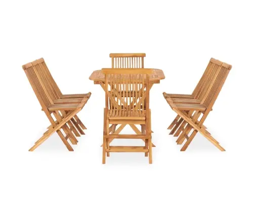 9-Daļīgs Dārza Mēbeļu Komplekts, Saliekams, Masīvs Tīkkoks Vidaxl