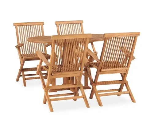 5-Daļīgs Dārza Mēbeļu Komplekts, Saliekams, Masīvs Tīkkoks Vidaxl