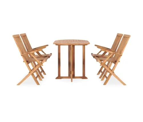 5-Daļīgs Dārza Mēbeļu Komplekts, Saliekams, Masīvs Tīkkoks Vidaxl