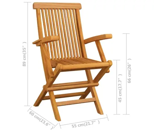 5-Daļīgs Dārza Mēbeļu Komplekts, Saliekams, Masīvs Tīkkoks Vidaxl