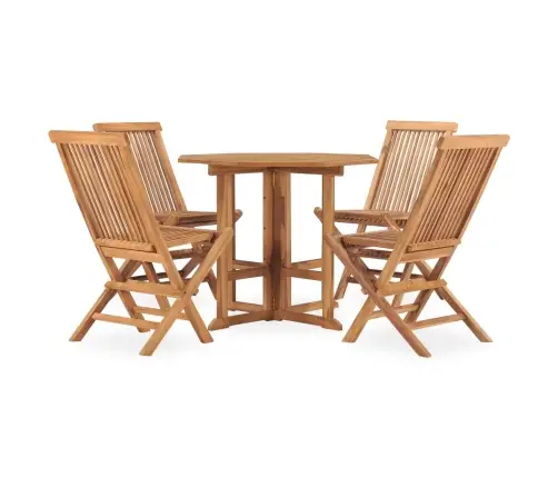 5-Daļīgs Dārza Mēbeļu Komplekts, Saliekams, Masīvs Tīkkoks Vidaxl